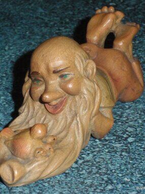 "The Meditator" ANRI Wood Carving Little Folks of the Salvans Troll Italy Gift!